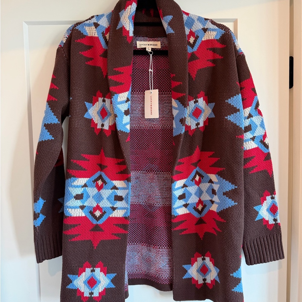 Lucky Brand Aztec Print Cardigan
